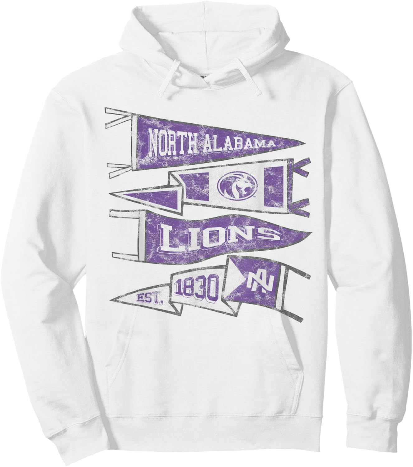 University of North Alabama UNA Lions Distressed Pennants Hoodie - Hoodie | White