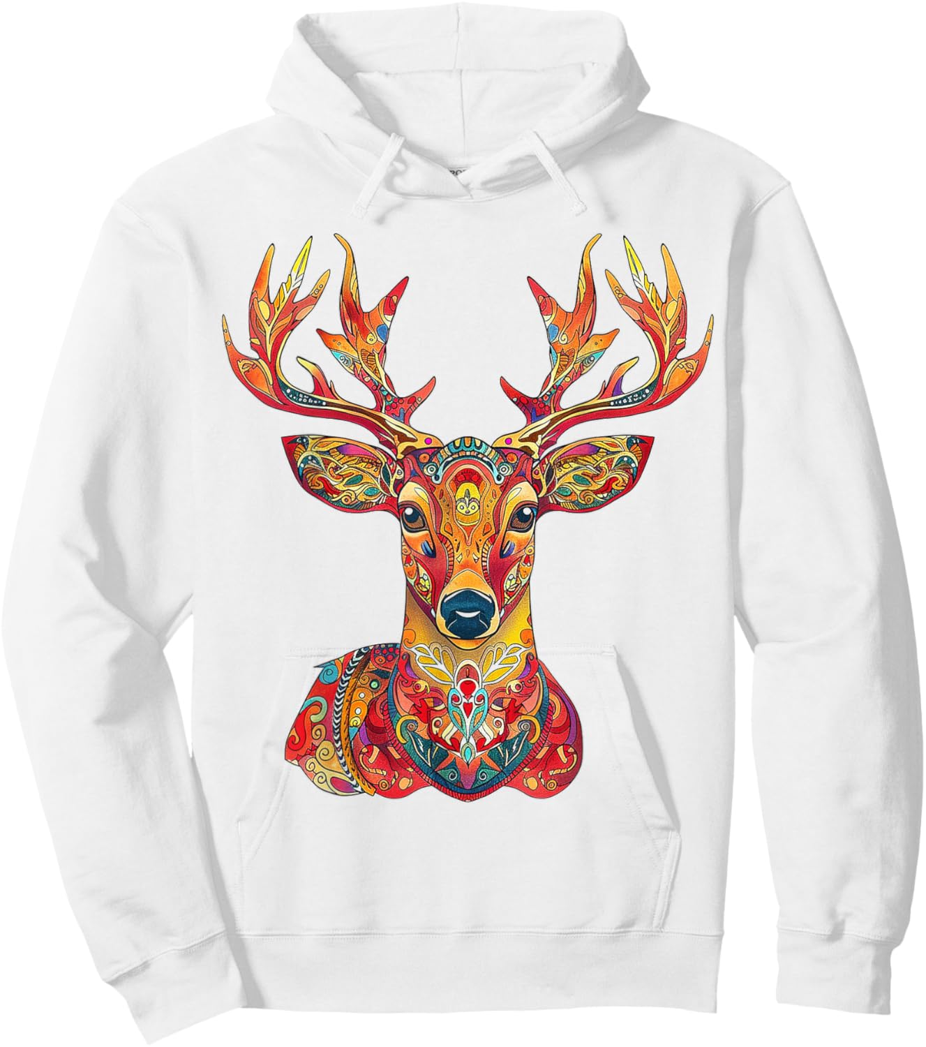 Reindeer Motif Artwork Reindeer Hoodie - Hoodie | White