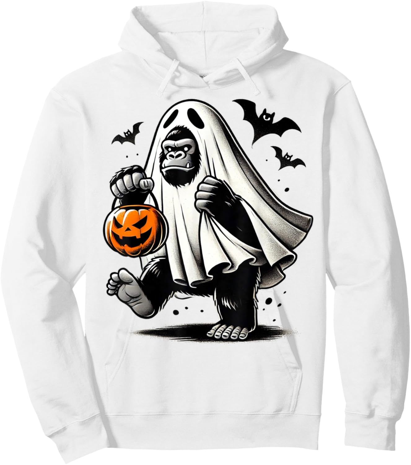 Funny Gorilla Halloween Ghost Costume Trick Or Treat Monkey Hoodie - Hoodie | White