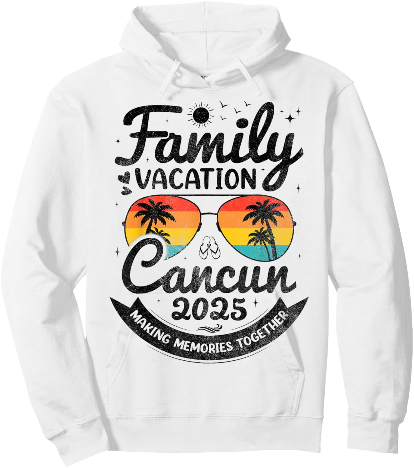 Vintage Family Vacation Cancun 2025 Beach Vacay Cancun Group Hoodie - Hoodie | White