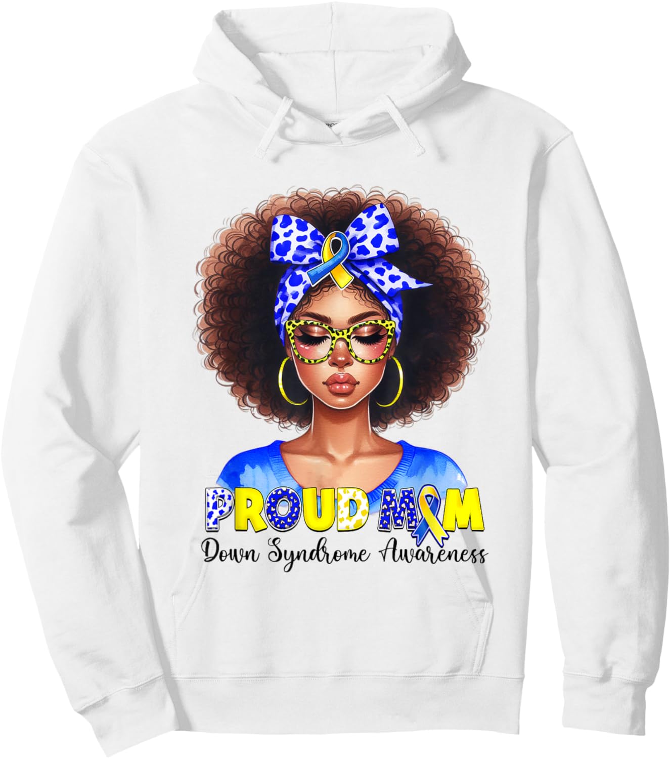 Proud Mom Down Syndrome Awareness African mom Down Syndrome Hoodie - Hoodie | White