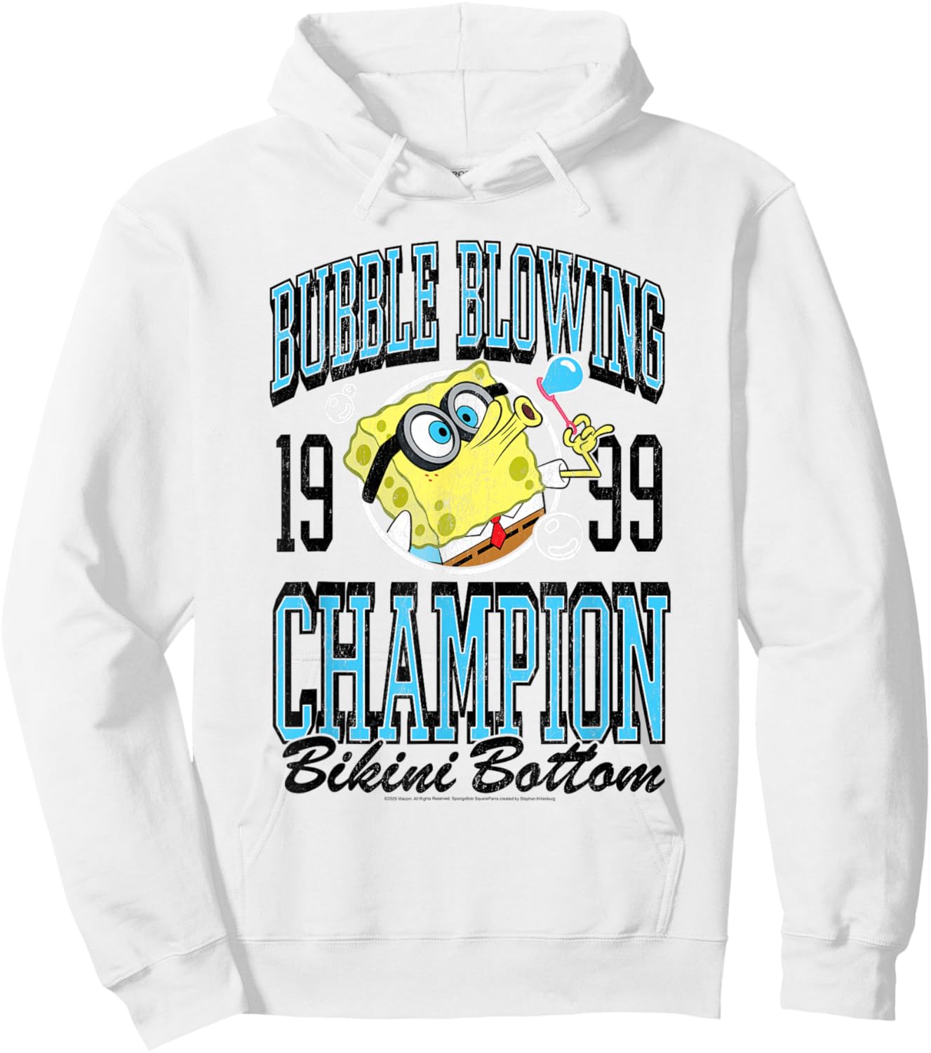 Spongebob Varsity Bubble Blowing Champ 1999 Funny Cartoon Hoodie - Hoodie | White