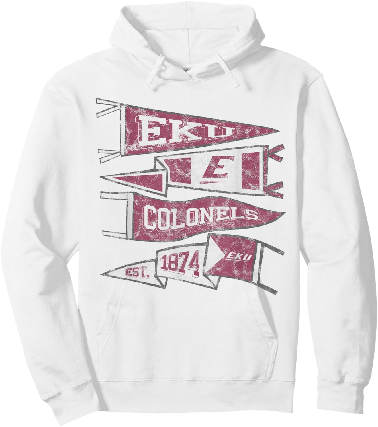 Eastern Kentucky University EKU Colonels Distressed Pennants Hoodie - Hoodie | White