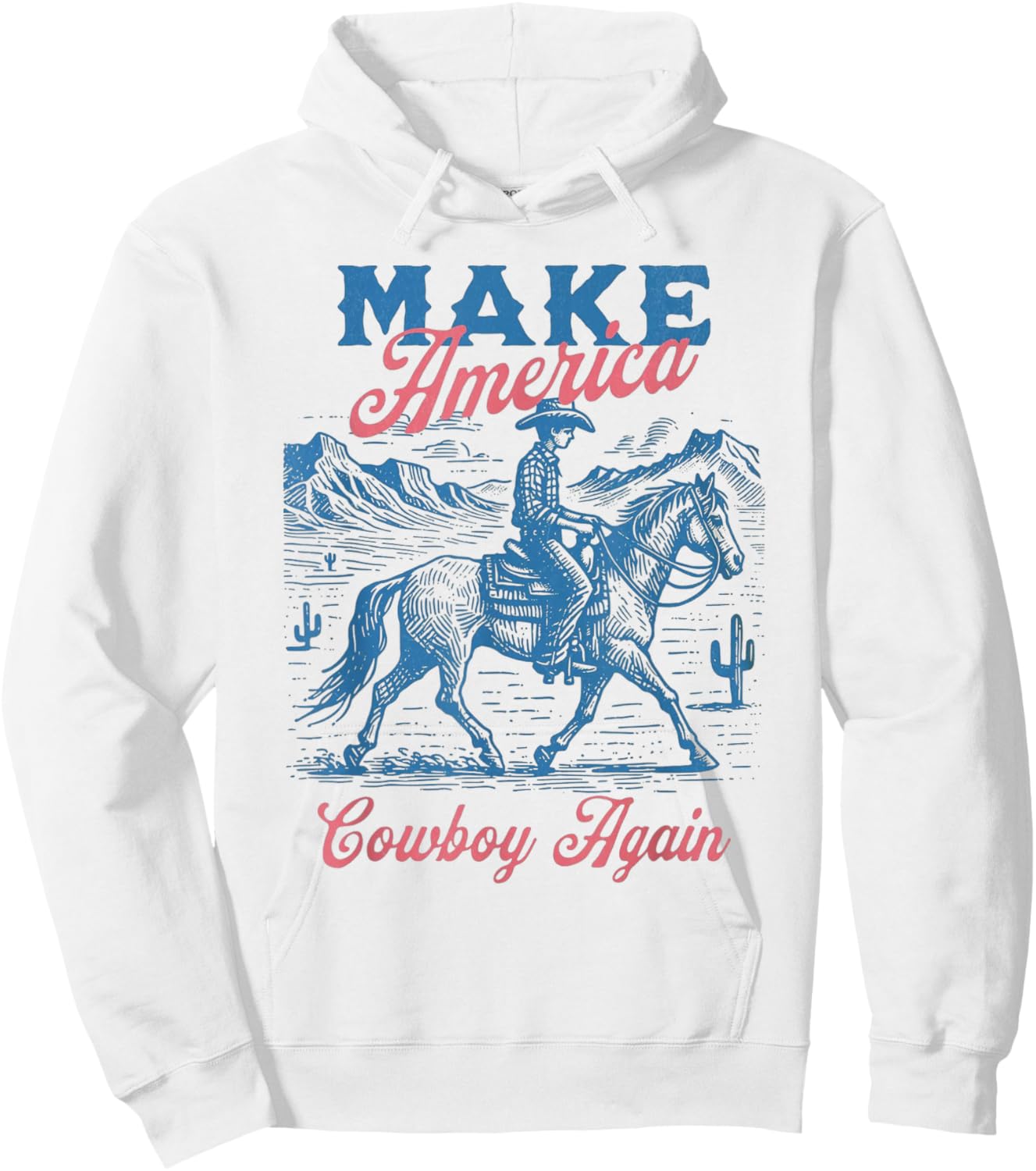 Make America Western Cowboy Again Retro 4th Of July Hoodie - Hoodie | White