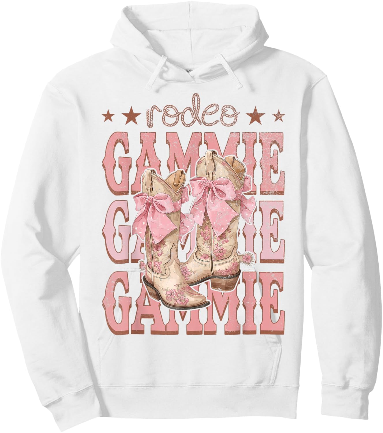 Rodeo Gammie Pink Boots Coquette Cow-Girl Birthday Party Hoodie - Hoodie | White