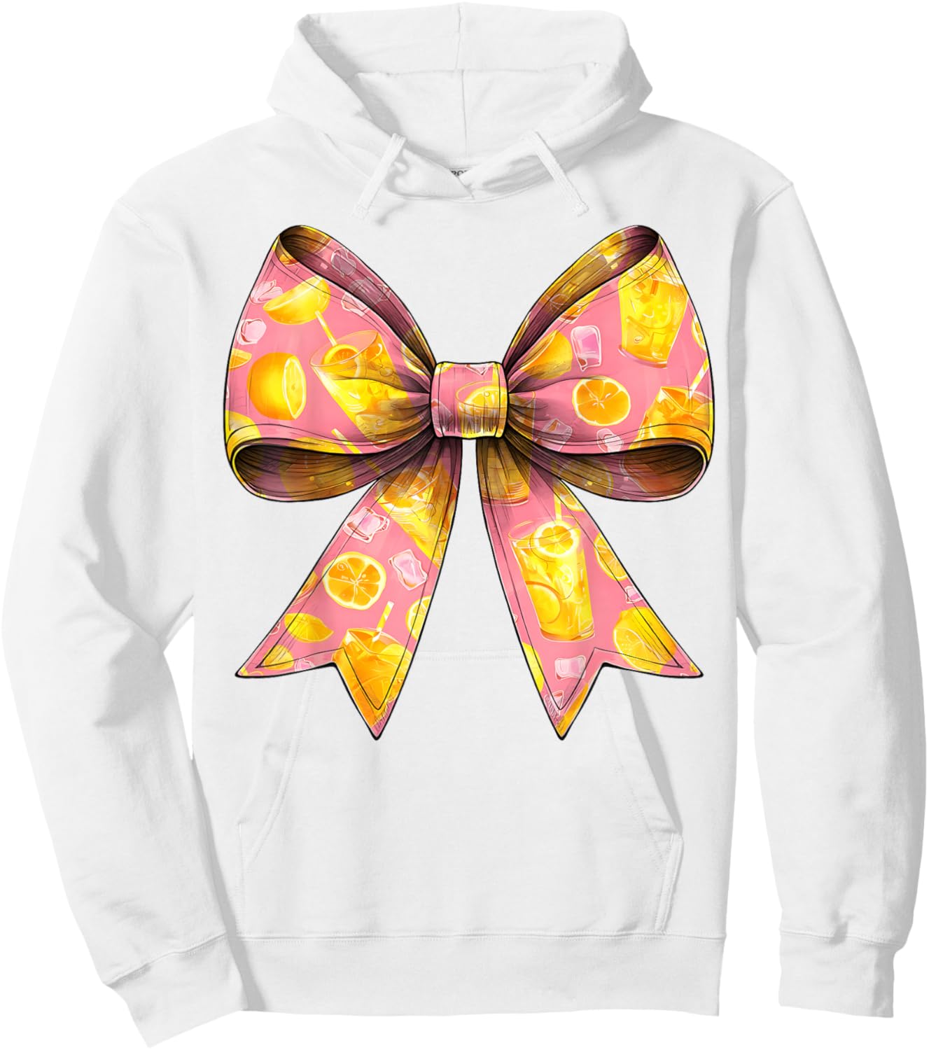 Coquette Bow Lemonade Stand Lemon Juice Pattern Girl Mom Hoodie - Hoodie | White