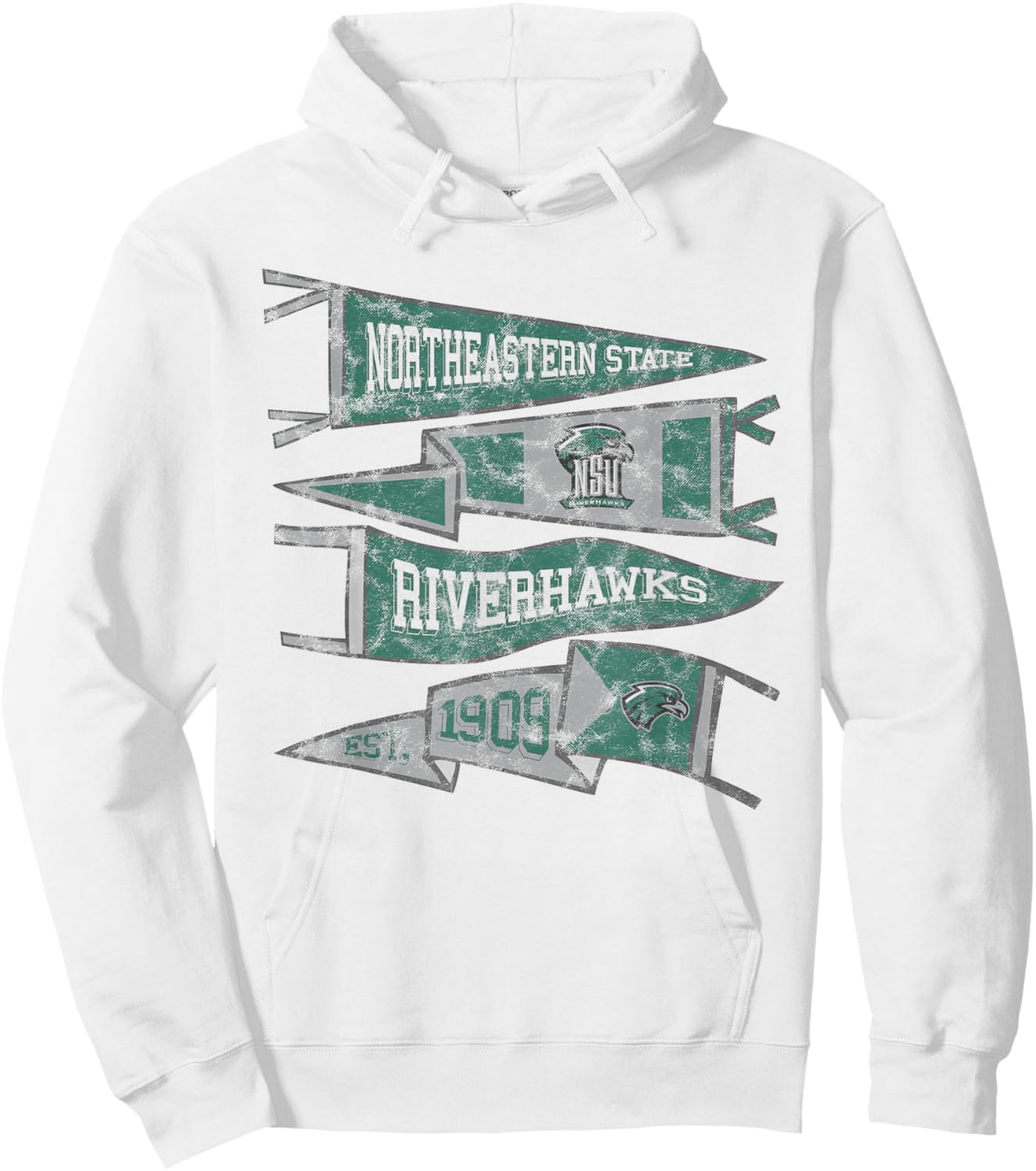 Northeastern State NSU Riverhawks Distressed Pennants Hoodie - Hoodie | White