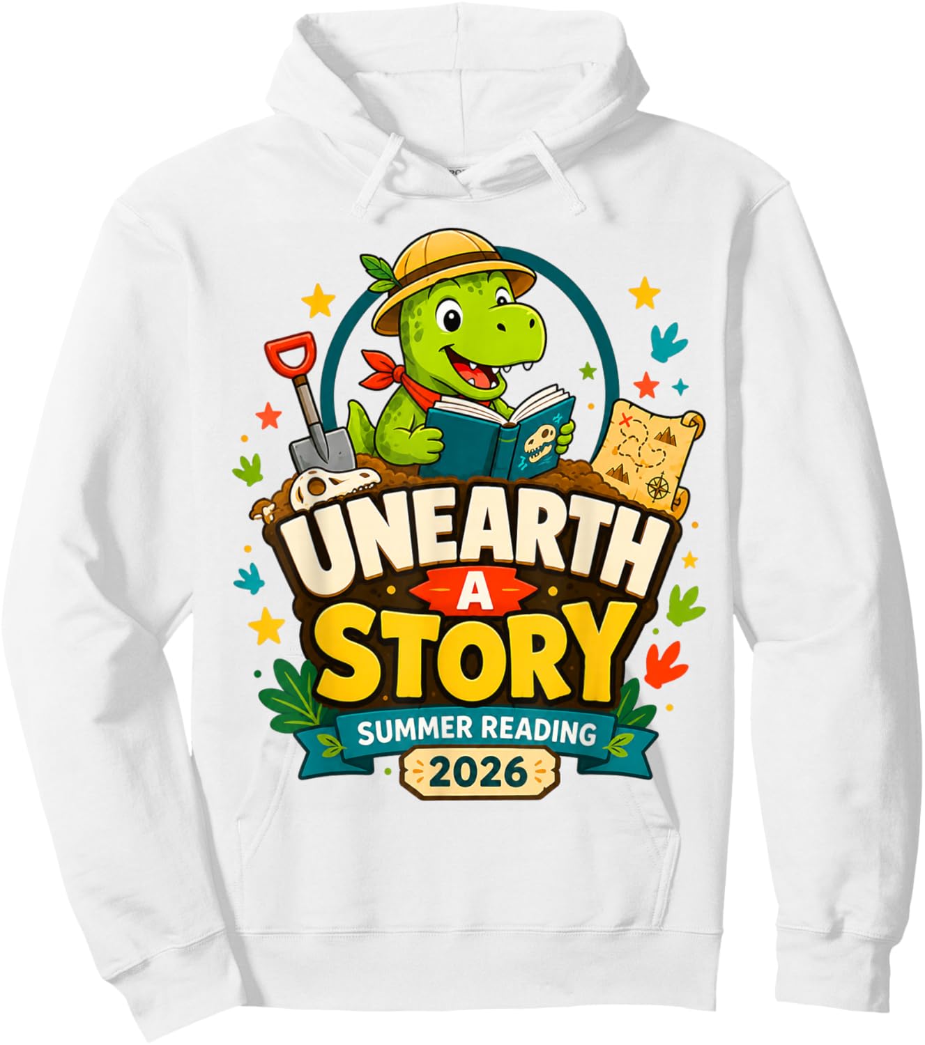 Unearth A Story Summer Reading 2026 Reading Book Hoodie - Hoodie | White