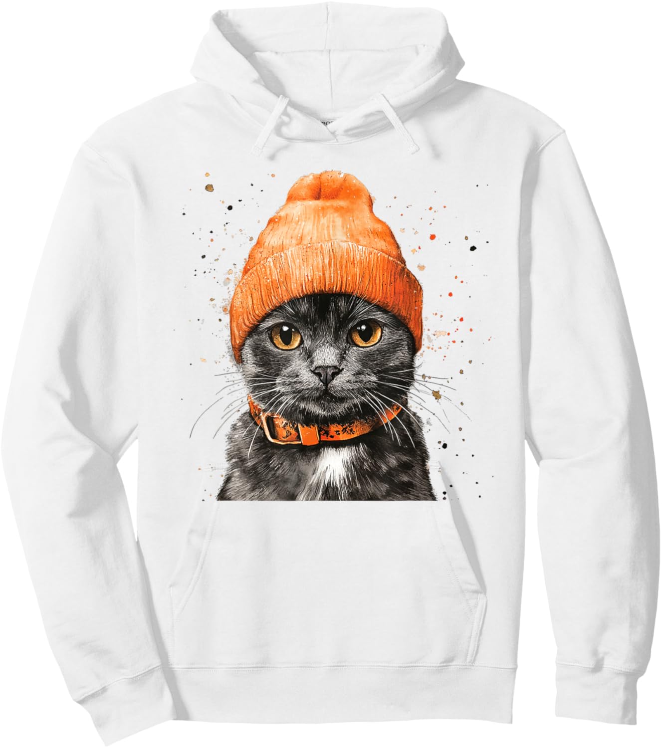A Cat In An Orange Beanie That Looks Really Cute Men Women Kids Hoodie - Hoodie | White