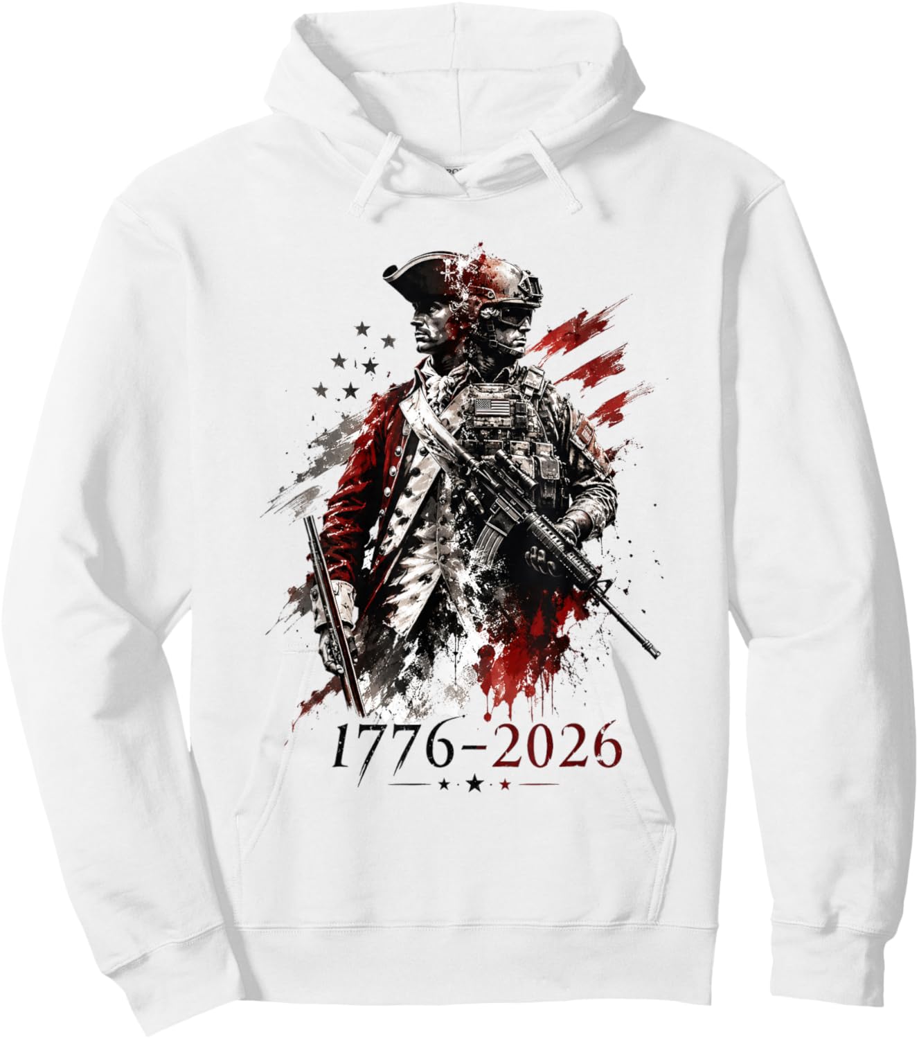 1776-2026 Patriotic Soldier 250th Anniversary 4th July Hoodie - Hoodie | White