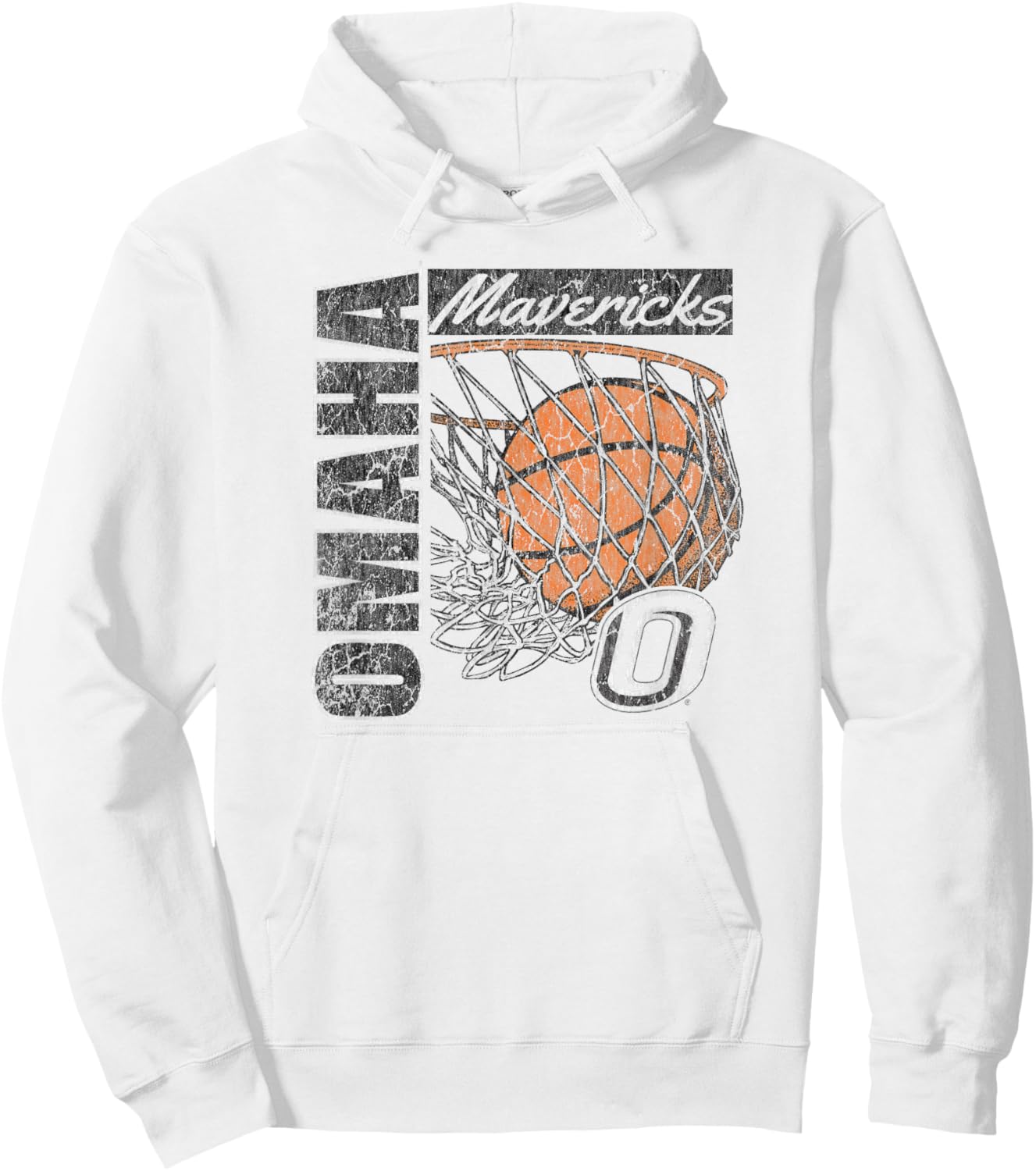 Nebraska Omaha Mavericks Vintage Basketball 90's Red Hoodie - Hoodie | White
