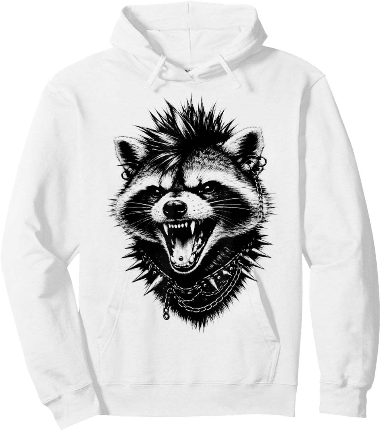 Punk Raccoon Mohawk Metalhead Punk Rock Animal Hoodie - Hoodie | White