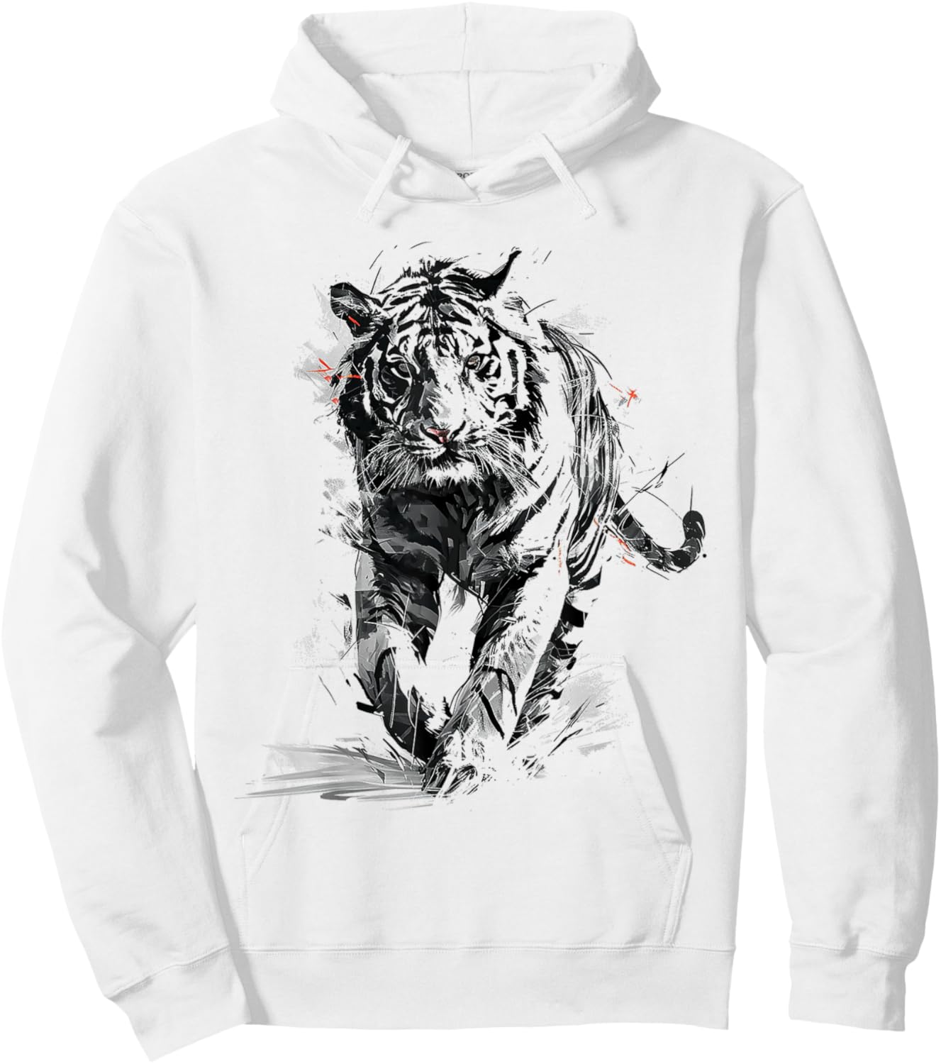 Tiger Animal Print Zoo Drawing Artwork Abstract Tiger Hoodie - Hoodie | White