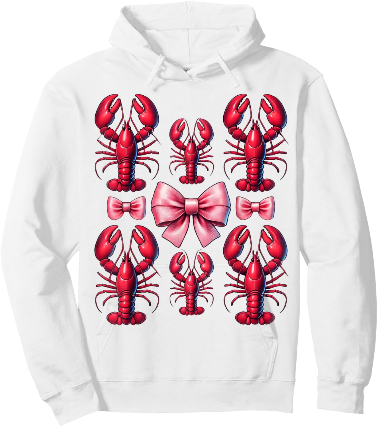 Pink Bow Cute Crawfish Crayfish Girls Women Hoodie - Hoodie | White