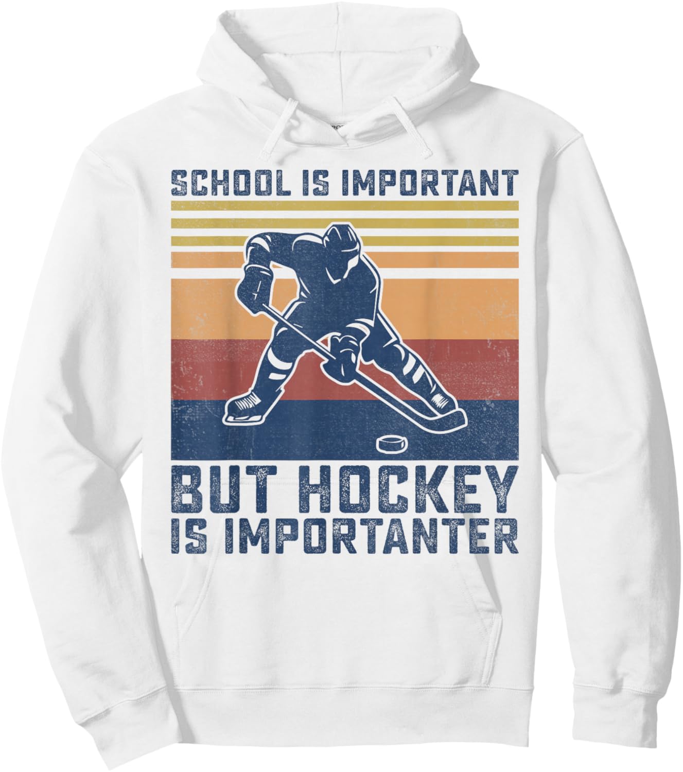 Funny School Is Important But Hockey Is Importanter Boys Hoodie - Hoodie | White