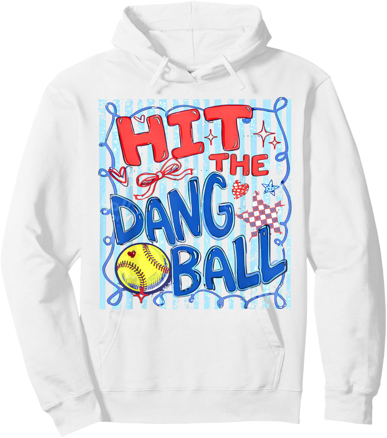 Softball Mom Hit The Dang Ball Cute Whimsical Colorful Hoodie - Hoodie | White