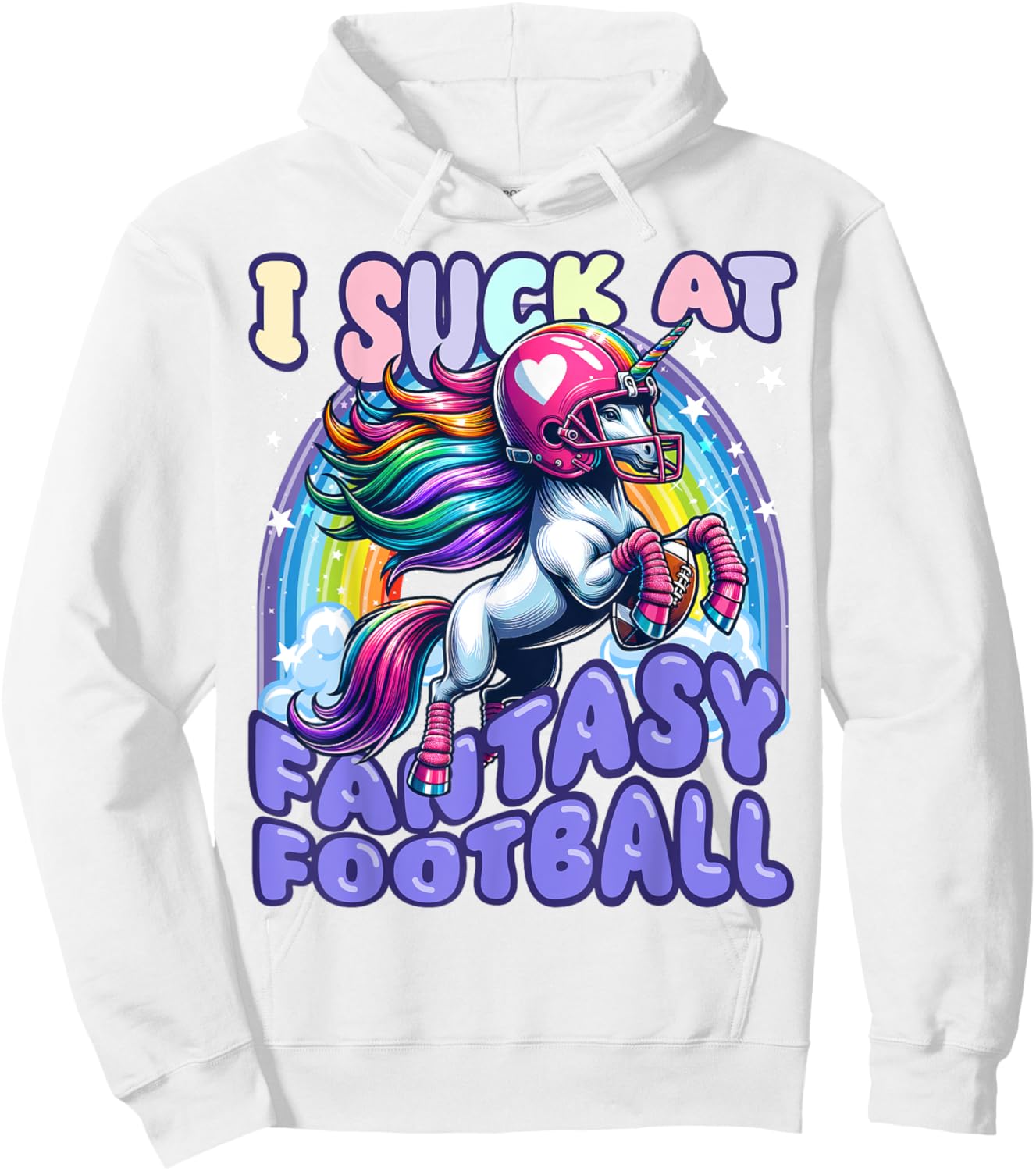 I Suck at Fantasy Football Unicorn Rainbow Loser Men Hoodie - Hoodie | White