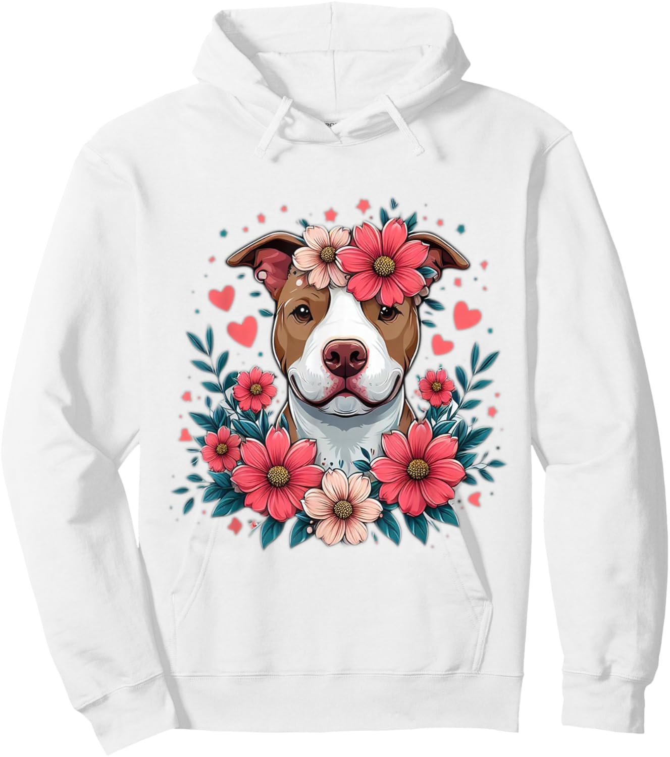 Pitbull Love/Pitbull Dog Flowers/Funny Pitbull Hoodie - Hoodie | White