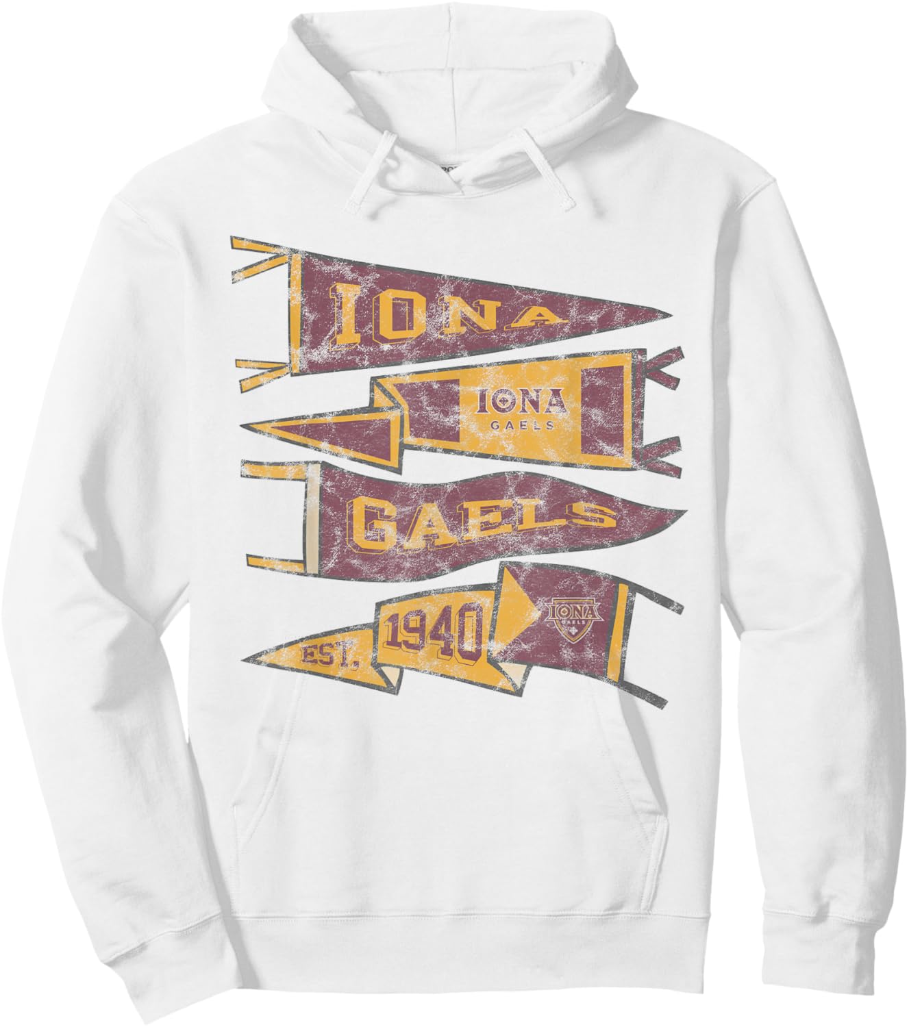 Iona University Gaels Distressed Pennants Hoodie - Hoodie | White