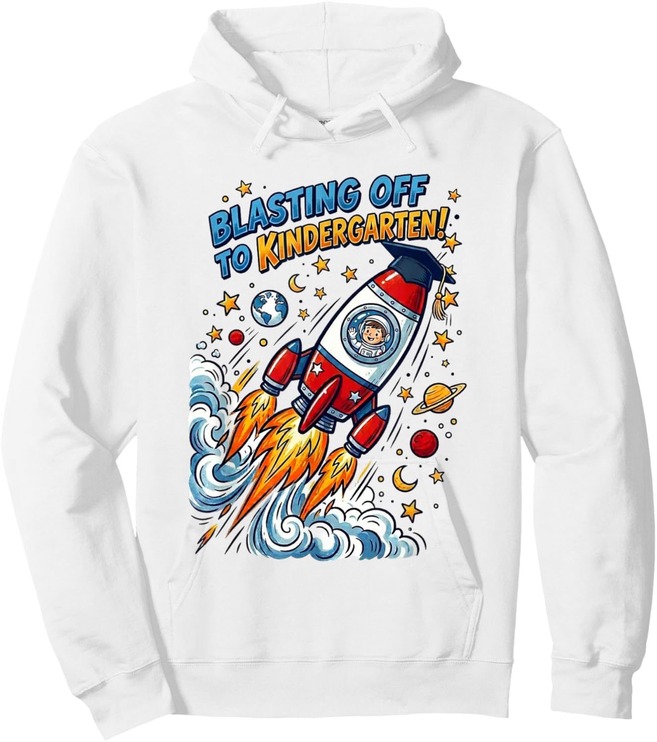 Blasting Off to Kindergarten Space Rocket Pre-K Graduation Hoodie - Hoodie | White