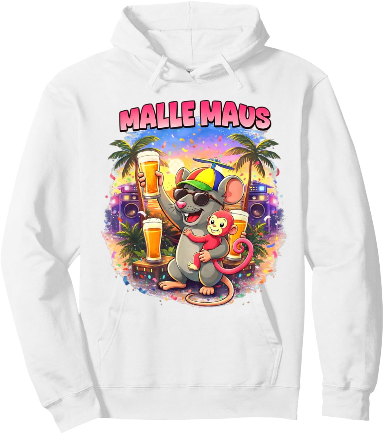 Malle Maus - Mallorca Party Outfit Hoodie - Hoodie | White