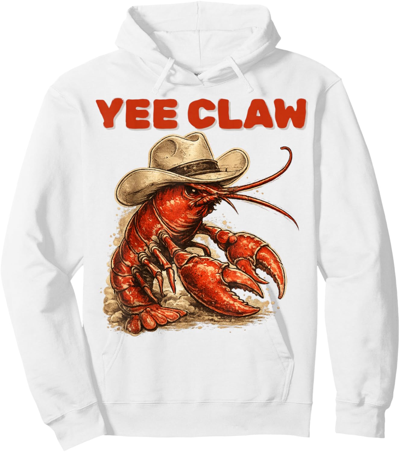 Lobster Cowboy Trendy Yee Claw Funny Lobster Western Beach Hoodie - Hoodie | White