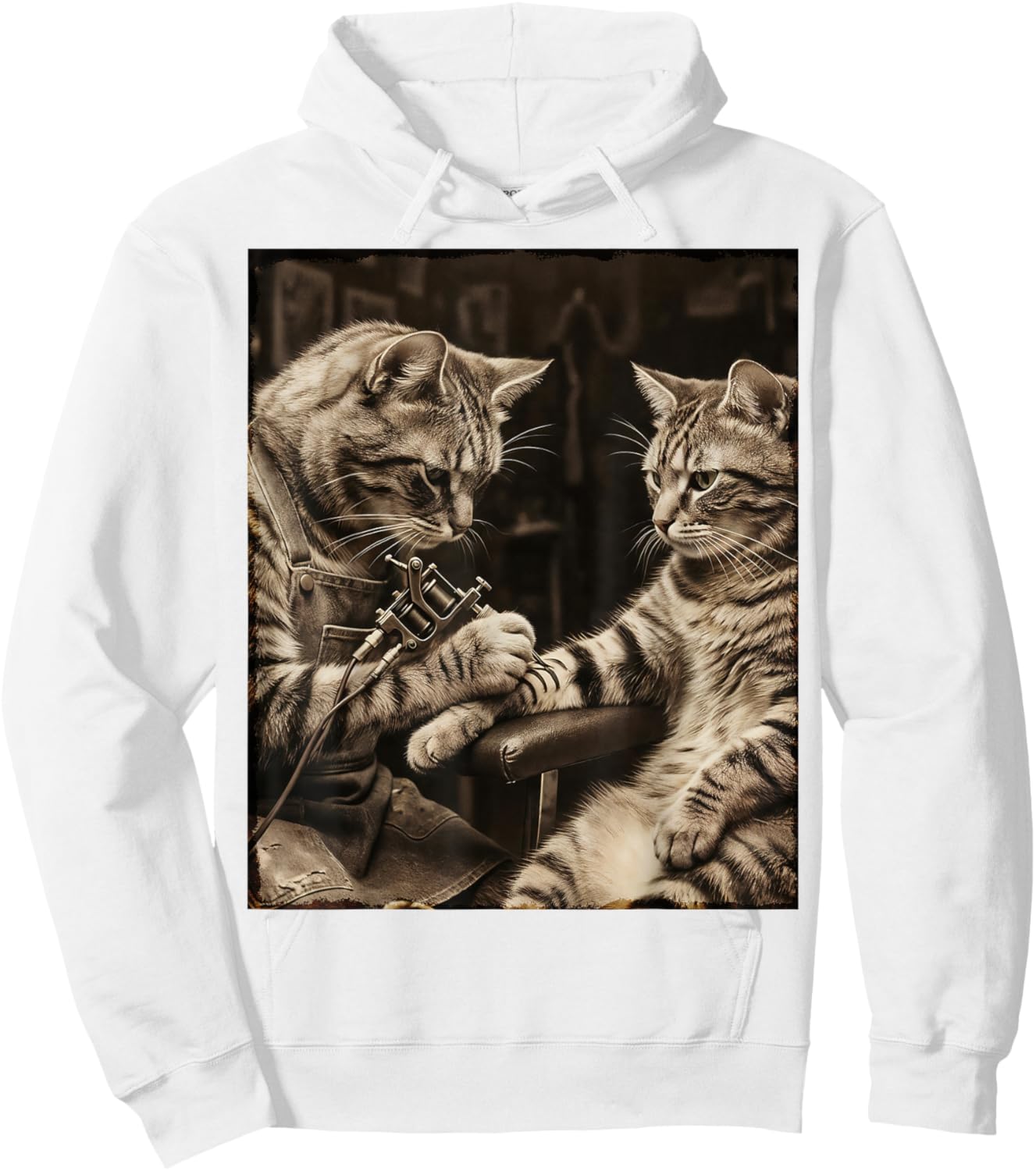 Chat Tatouage Chat Drôle Meme Encres Kitty Humour Tatoueur Artiste Hoodie - Hoodie | White