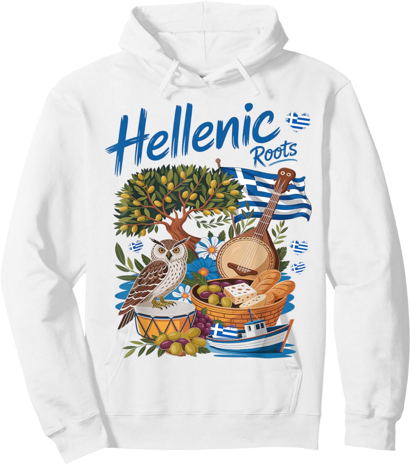 Greek Flag Outfit Idea for Kids with Hellenic Greece Roots Hoodie - Hoodie | White