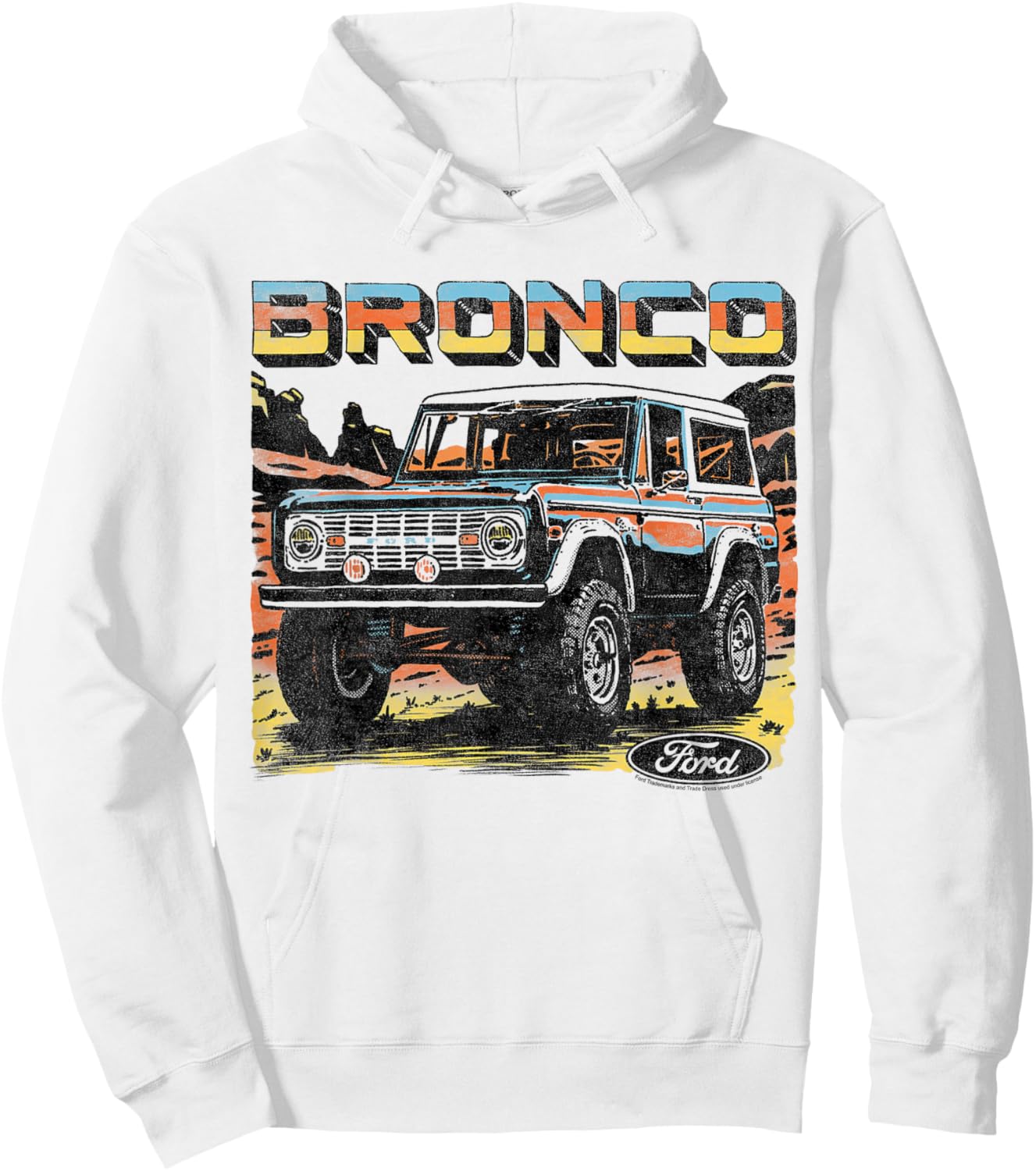 Ford - Bronco SUV Outdoor Desert Mountain Terrain With Logo Hoodie - Hoodie | White