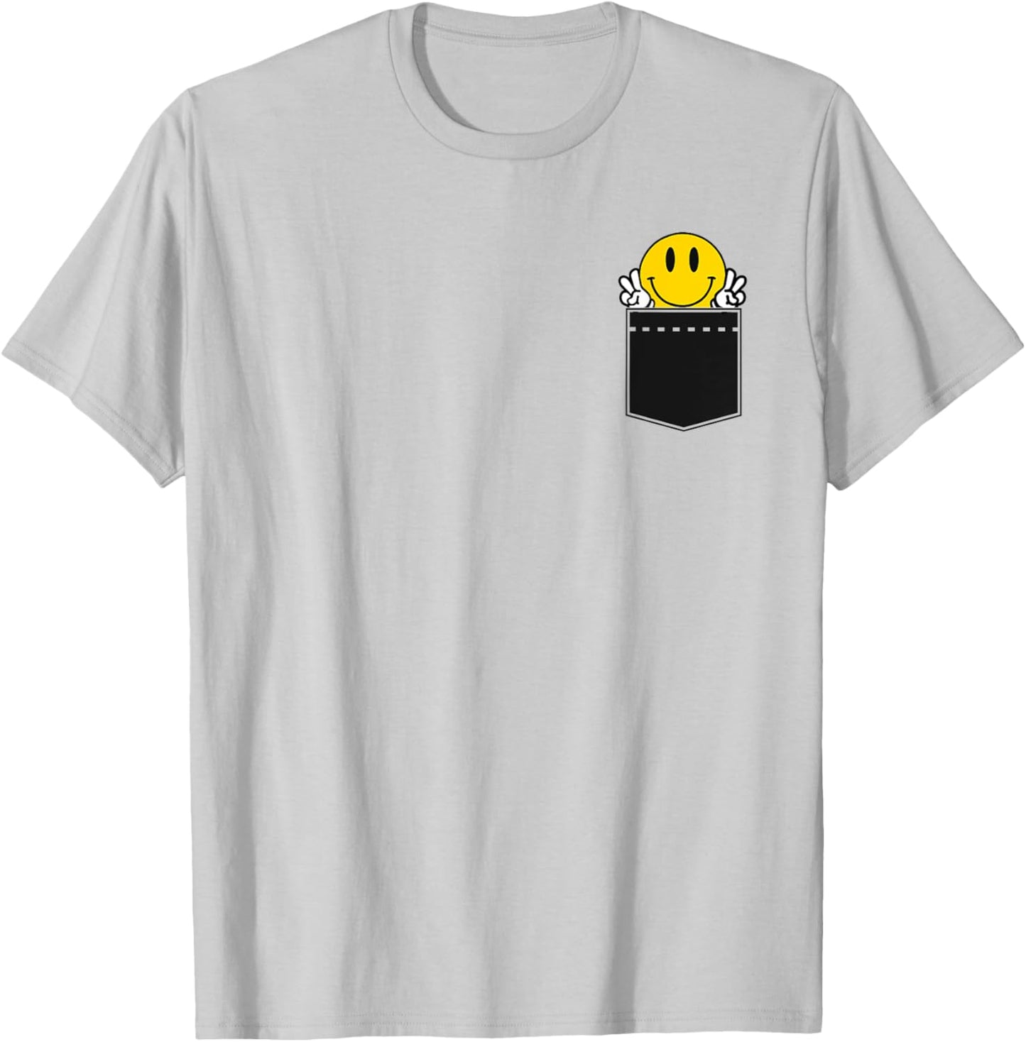 Yellow Smile Face Cute Checkered Peace Smiling Happy Face T-Shirt - T-Shirt | Ash