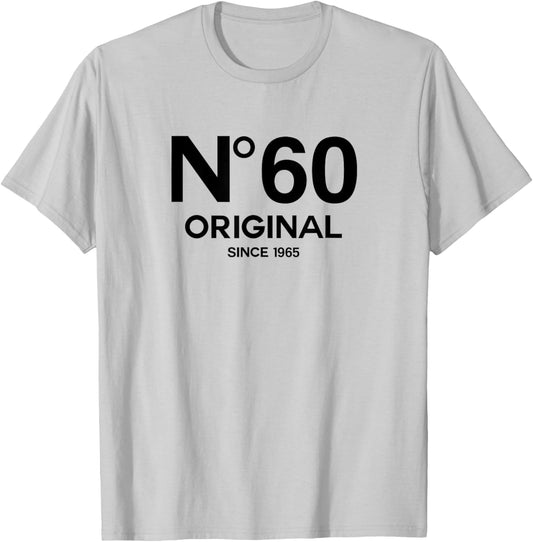 No 60 Original 60th Birthday Born in 1965 Fiftieth Retro T-Shirt - T-Shirt | Ash