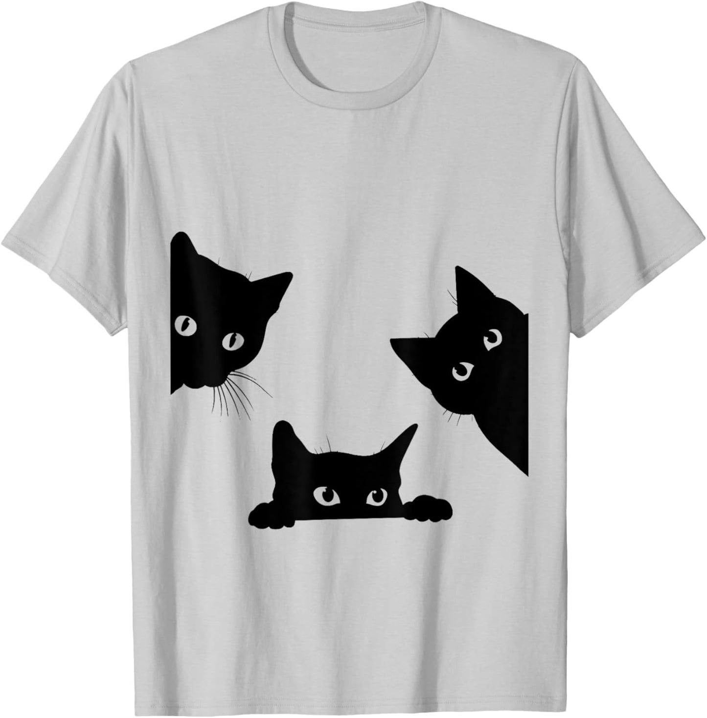 Black Cat Peeking T-Shirt - T-Shirt | Ash