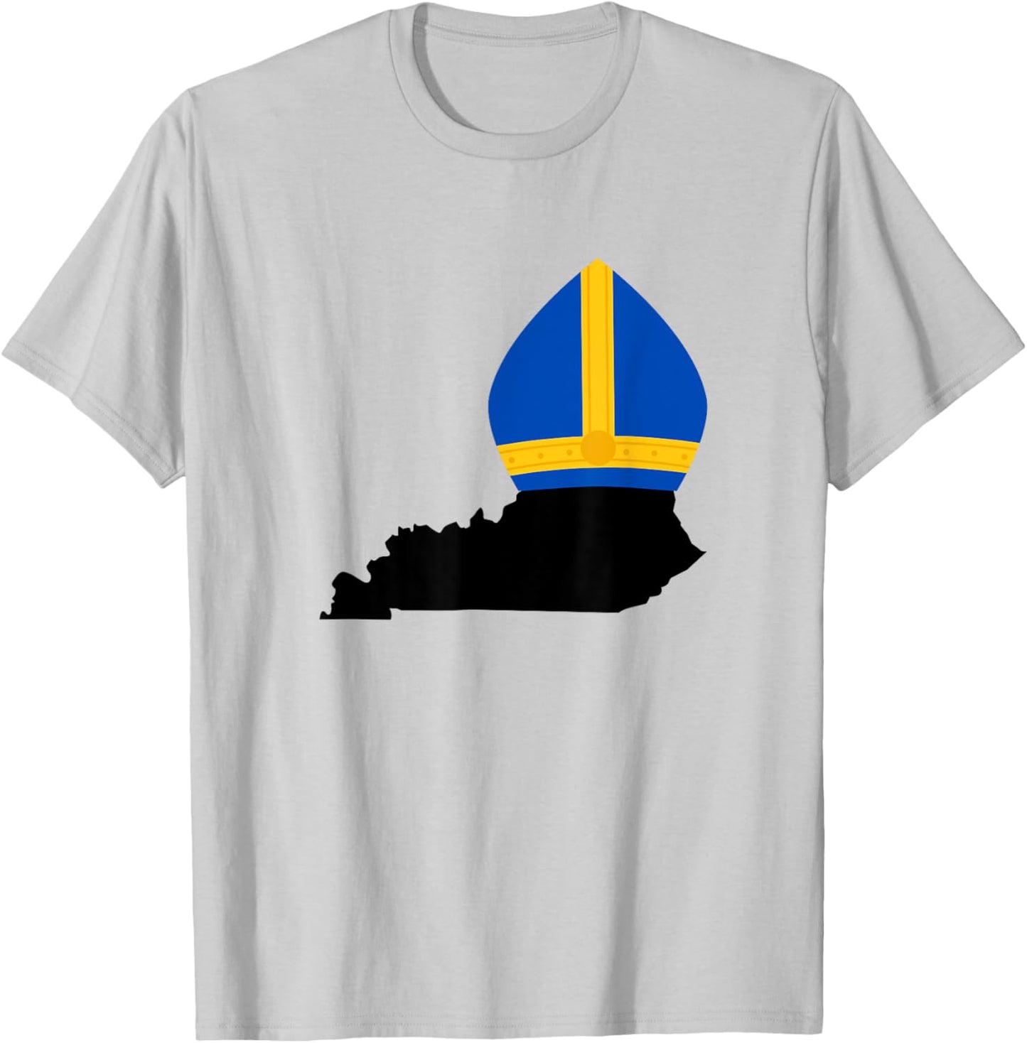 State of Kentucky with Pope Hat T-Shirt - T-Shirt | Ash