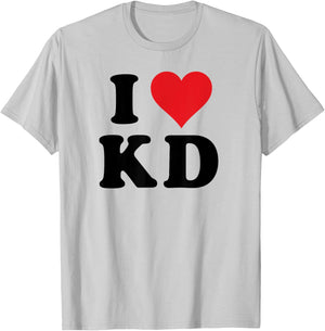 I Heart KD Initials I Love K.D. First And Last Name K D T-Shirt - T-Shirt | Ash