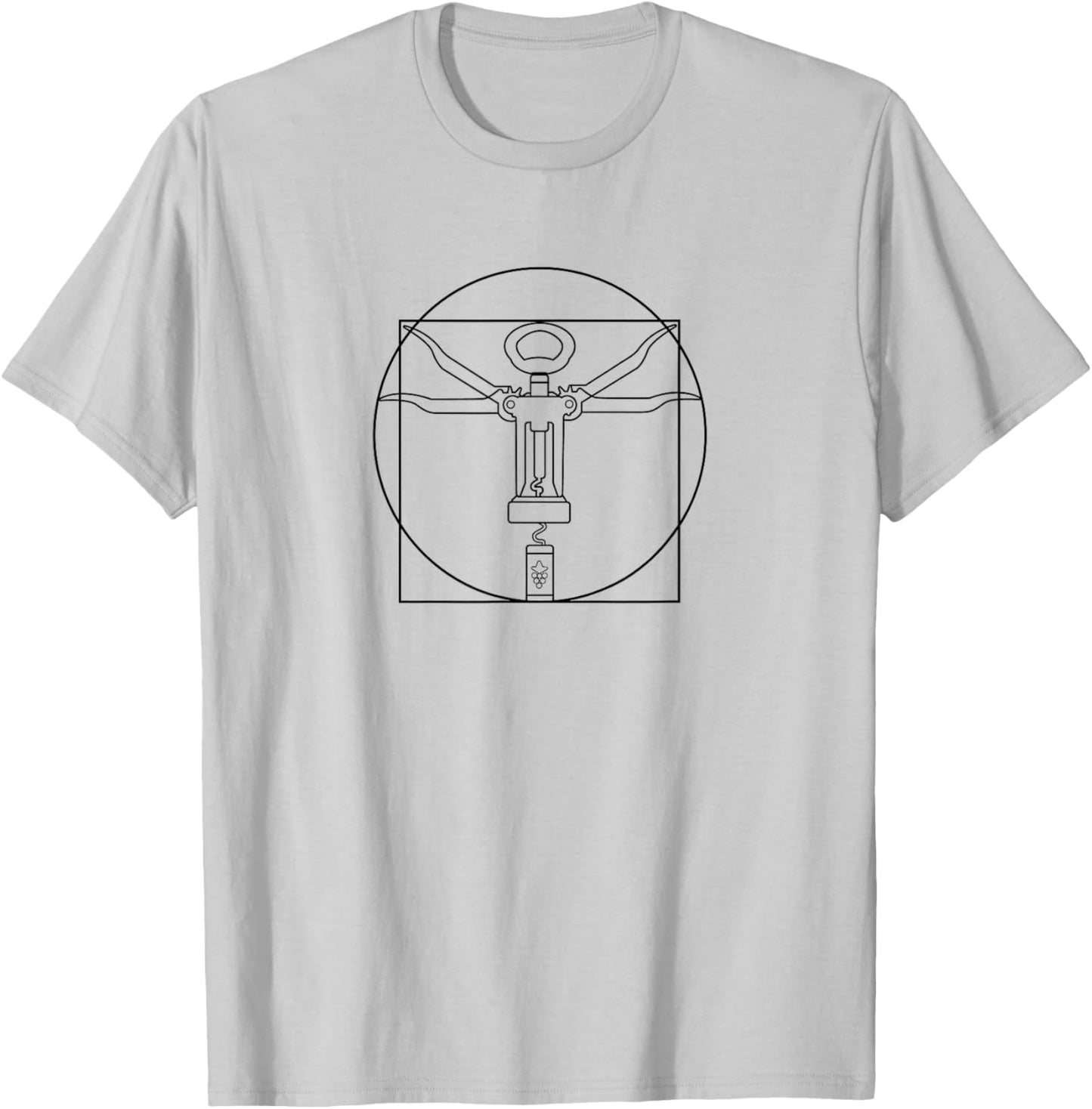 DaVinci's Vitruvian Man Creative, Wine Opener Wing Corkscrew T-Shirt - T-Shirt | Ash