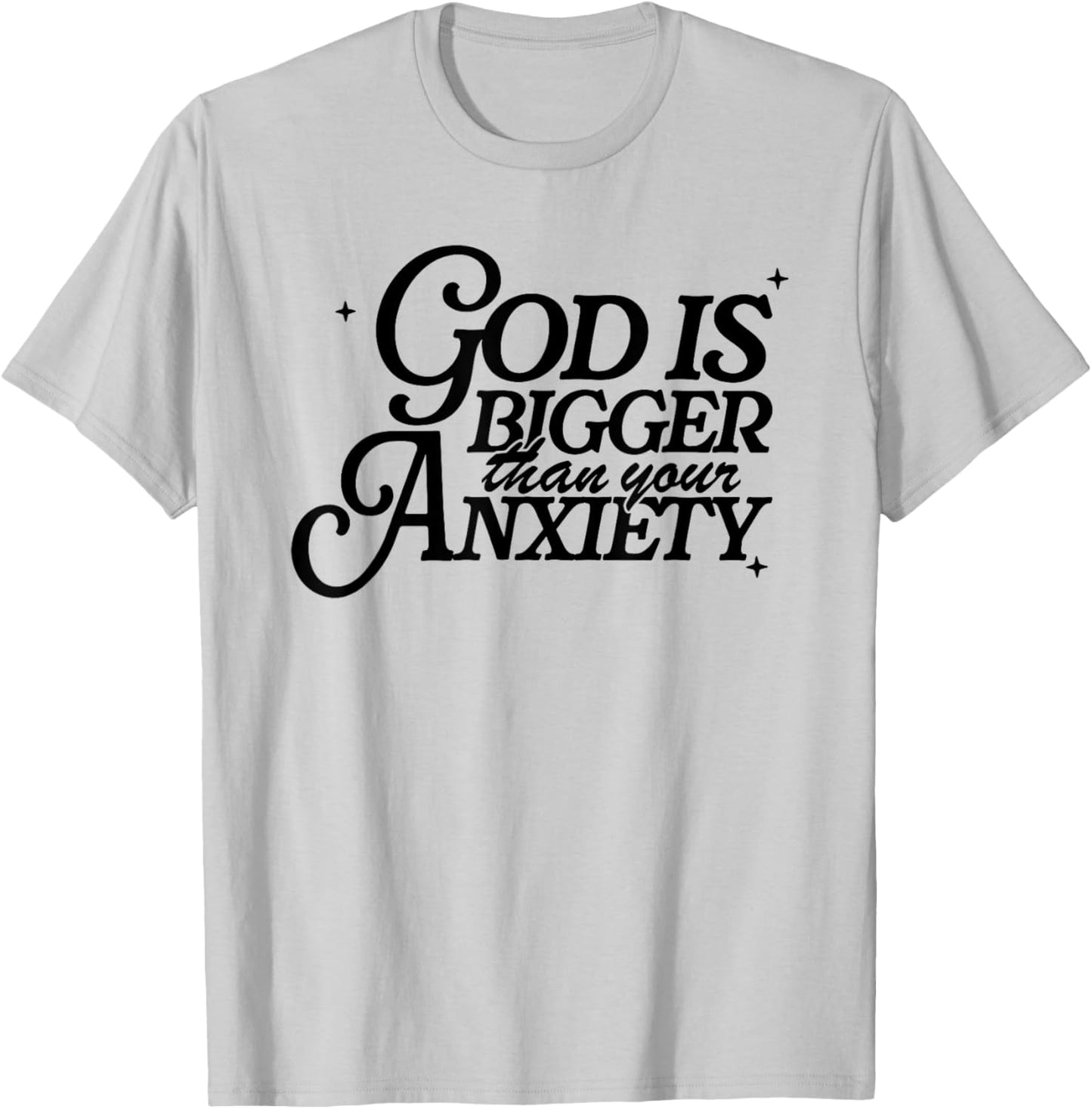 God Is Bigger Than Your Anxiety, Christian Retro T-Shirt - T-Shirt | Ash