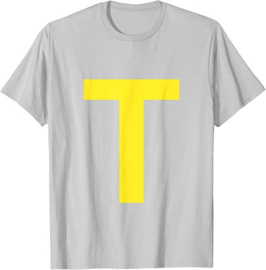 Letter T in Yellow on Green Costume Halloween Party T-Shirt - T-Shirt | Ash