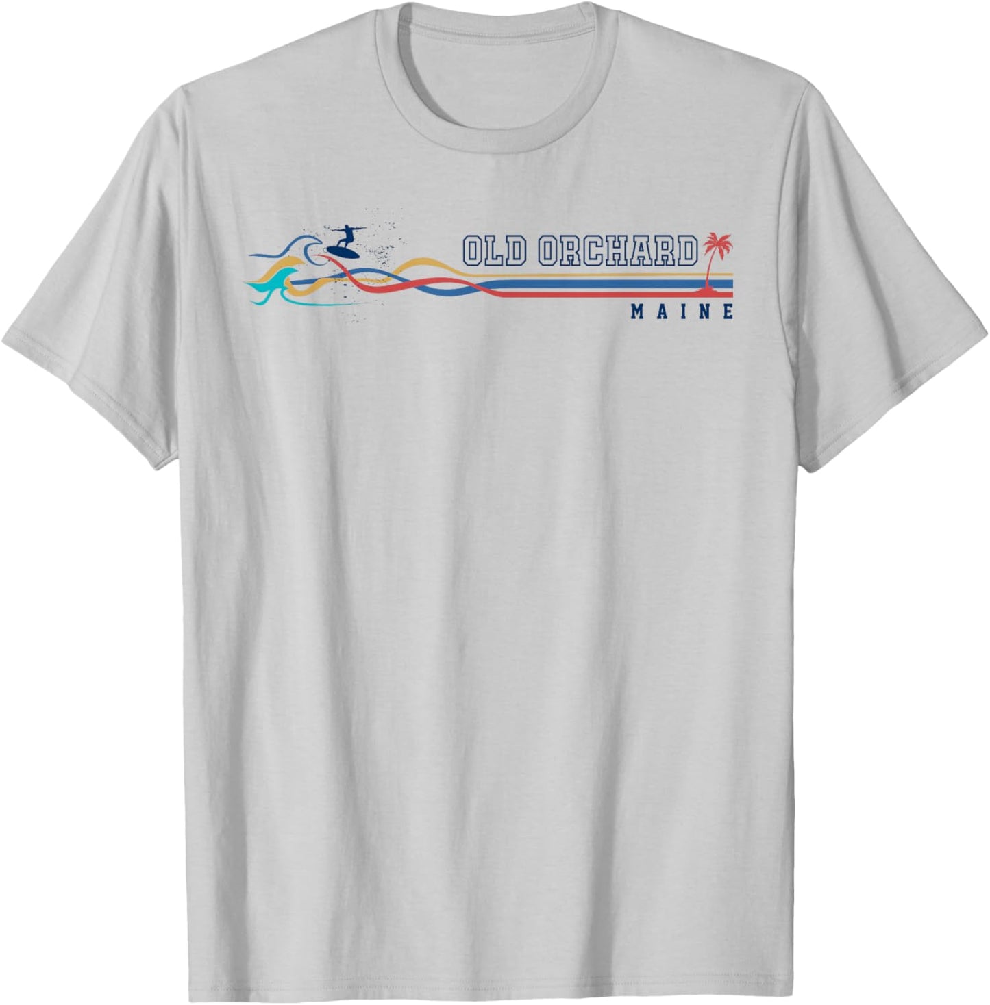Retro Old Orchard Beach Maine Men Women Surfboarder T-Shirt - T-Shirt | Ash
