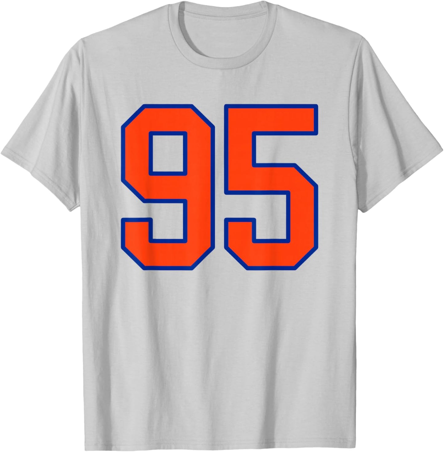 Orange and Blue Sports Number 95 Jersey Uniform Player T-Shirt - T-Shirt | Ash