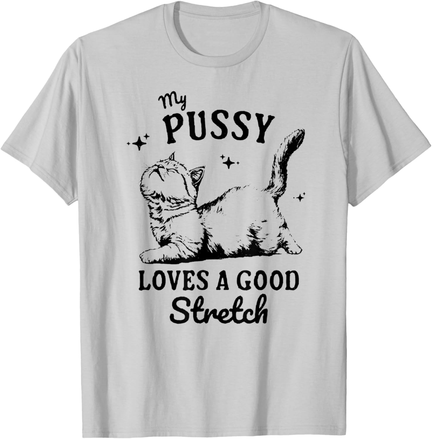 My Pussy Love A Good Stretch, Funny Raunchy Cat, Funny Meme T-Shirt - T-Shirt | Ash
