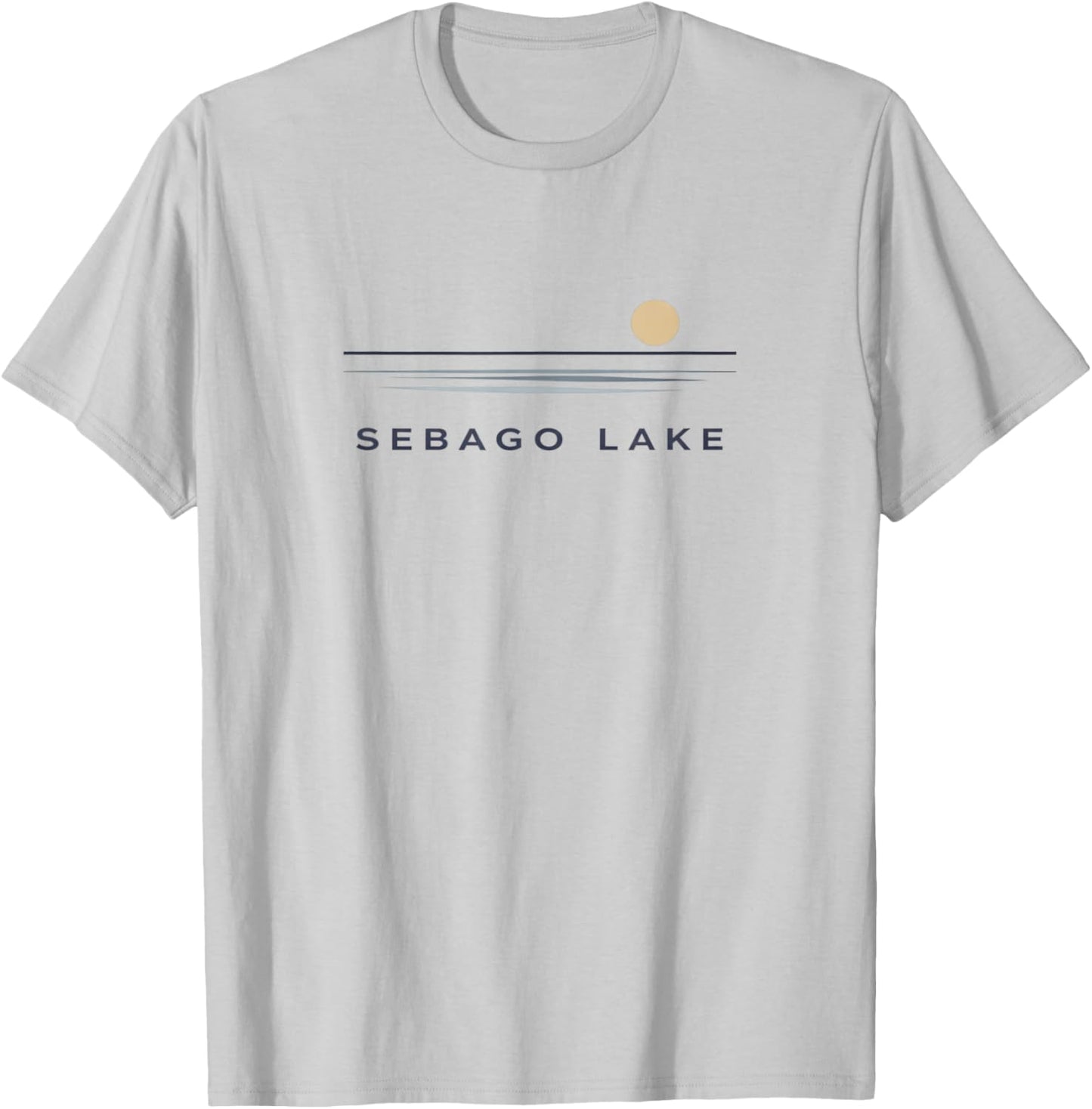 Sebago Lake Maine Minimalist Lake Life Sunset Design T-Shirt - T-Shirt | Ash