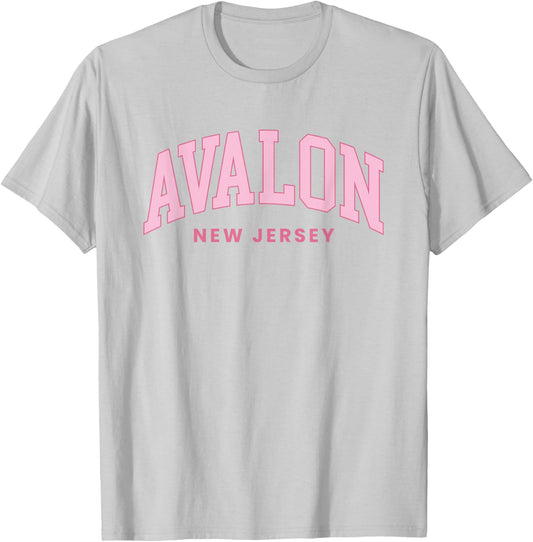 Avalon New Jersey Retro Preppy Throwback Girls Pink T-Shirt - T-Shirt | Ash