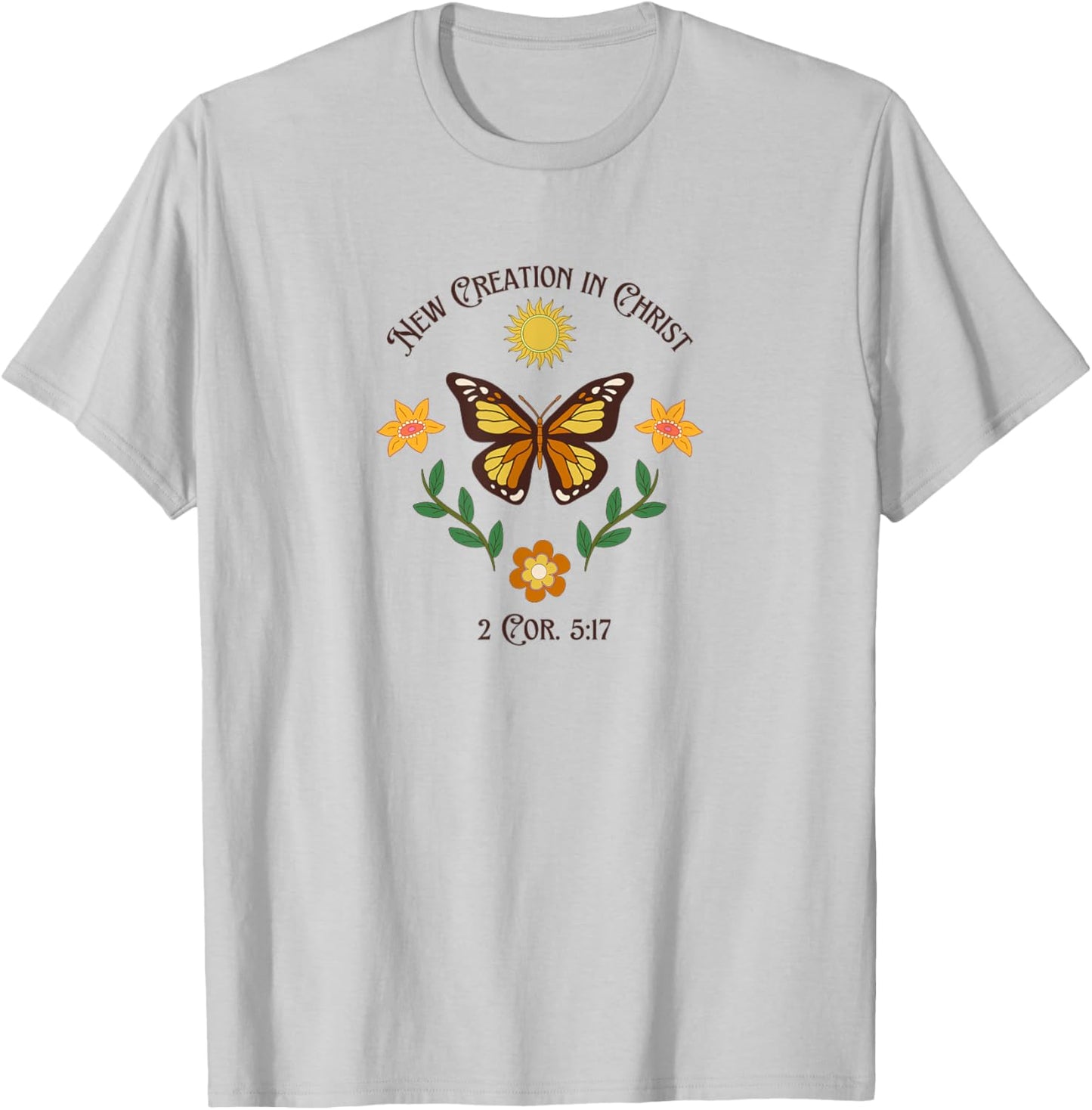 New Creation In Christ Butterfly T-Shirt - T-Shirt | Ash