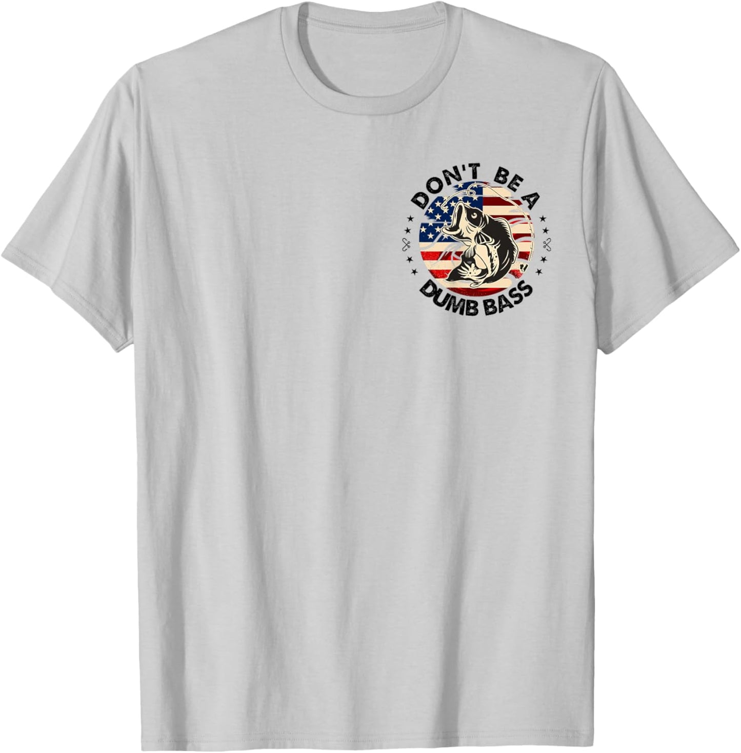 Retro Fishing American Flag Fish Pocket Fisherman T-Shirt - T-Shirt | Ash
