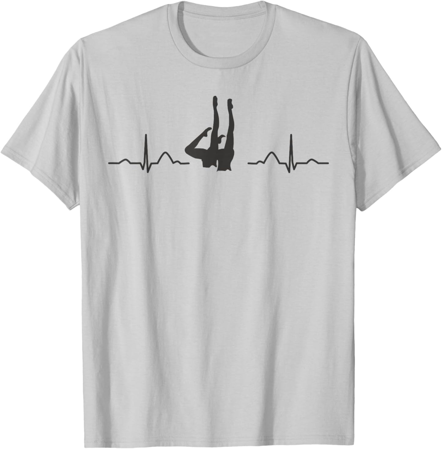 Synchronized Swimming Heartbeat EKG Team Artistic Swim T-Shirt - T-Shirt | Ash