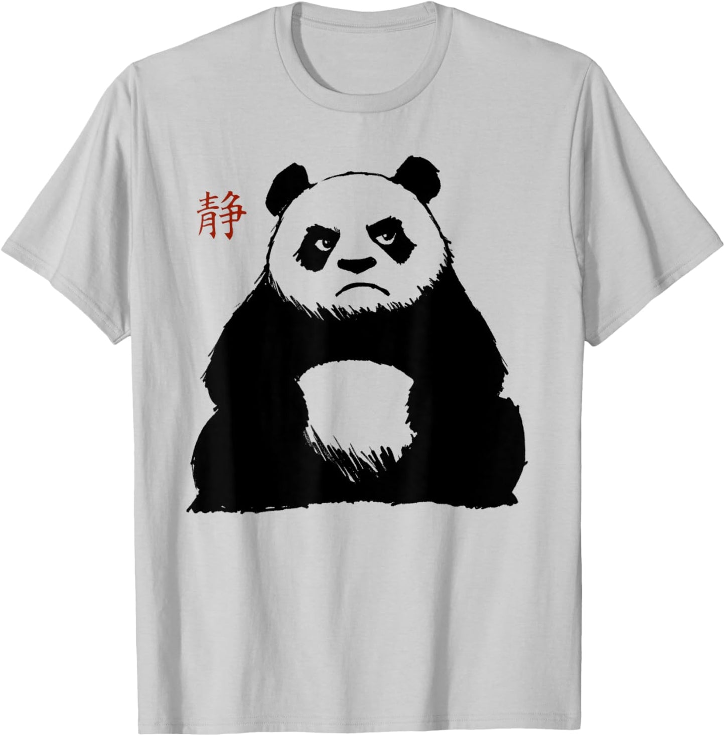 Funny Grumpy Panda Japanese Art T-Shirt - T-Shirt | Ash