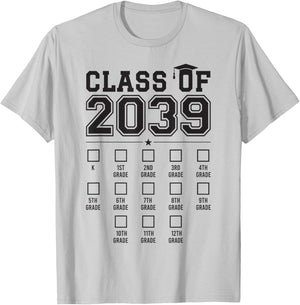 Class of 2039 Grow With Me First Day of School Check Mark T-Shirt - T-Shirt | Ash