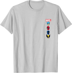 Marvel - Stacked Hero Logos T-Shirt - T-Shirt | Ash