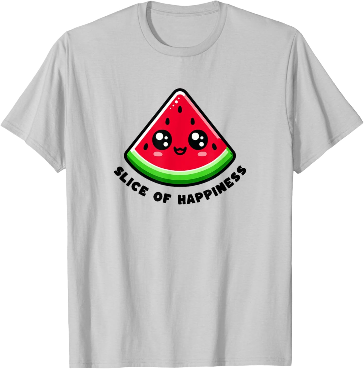 Slice Of Happiness Kawaii Watermelon Summer T-Shirt - T-Shirt | Ash