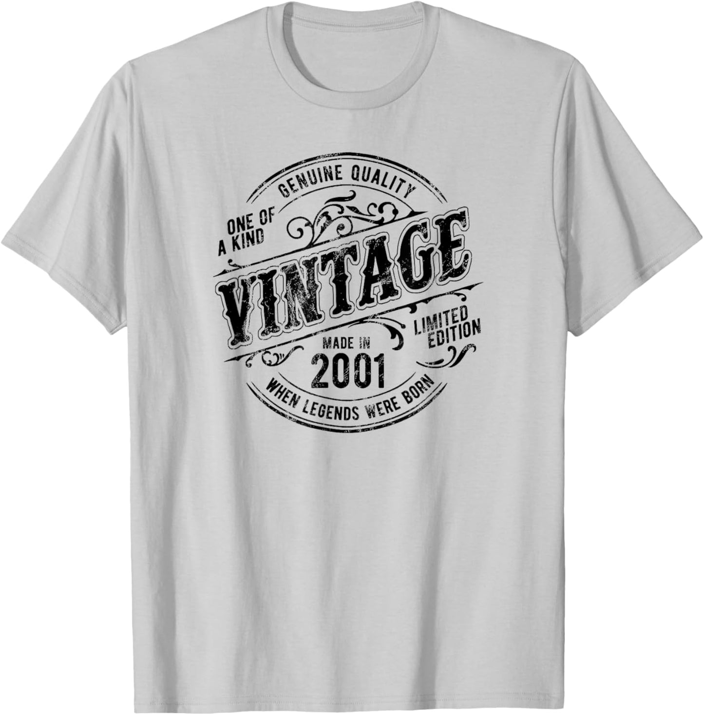 24th Birthday Made In 2001 When Legends Were Born Vintage T-Shirt - T-Shirt | Ash